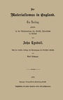 Cover: Der Materialismus in England - Springer