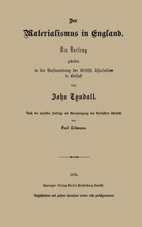 Abbildung von: Der Materialismus in England - Springer