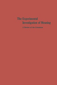 Abbildung von: The Experimental Investigation of Meaning - Springer
