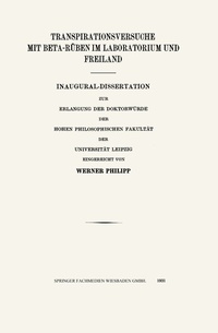 Enlarge image Cover: Transpirationsversuche mit Beta-RÜben im Laboratorium und Freiland - Springer
