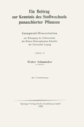 Cover: Ein Beitrag zur Kenntnis des Stoffwechsels panaschierter Pflanzen - Springer