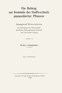 Abbildung von: Ein Beitrag zur Kenntnis des Stoffwechsels panaschierter Pflanzen - Springer