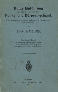 Abbildung von: Kurze Einführung in die Elemente der Punkt- und Körpermechanik - Springer