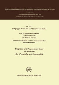 Abbildung von: Diagnose- und Prognoseverfahren als Hilfsmittel der Wirtschafts- und Finanzpolitik - VS Verlag für Sozialwissenschaften