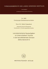 Abbildung von: Lernzielorientierte Hausaufgaben im Unterrichtsfach Technik in den berufsbildenden Schulen (Sekundarstufe II) - VS Verlag für Sozialwissenschaften