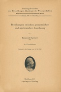 Cover: Beziehungen zwischen geometrischer und algebraischer Anordnung - Springer