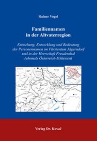 Abbildung von: Familiennamen in der Altvaterregion - Kovac, Dr. Verlag