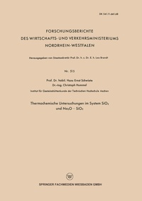 Abbildung von: Thermochemische Untersuchungen im System SiO2 und Na2O - SiO2 - VS Verlag für Sozialwissenschaften