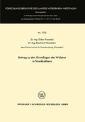 Cover: Beitrag zu den Grundlagen des Walzens in Streckkalibern - VS Verlag f&uuml;r Sozialwissenschaften