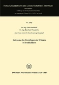 Cover: Beitrag zu den Grundlagen des Walzens in Streckkalibern - VS Verlag f&uuml;r Sozialwissenschaften