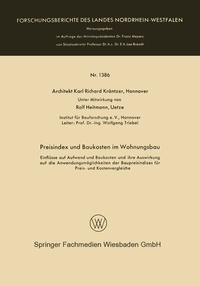 Abbildung von: Preisindex und Baukosten im Wohnungsbau - VS Verlag für Sozialwissenschaften