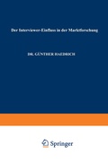 Cover: Der Interviewer-Einflu&szlig; in der Marktforschung - Springer Gabler
