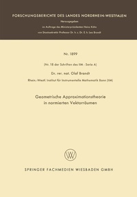 Abbildung von: Geometrische Approximationstheorie in normierten Vektorräumen - VS Verlag für Sozialwissenschaften