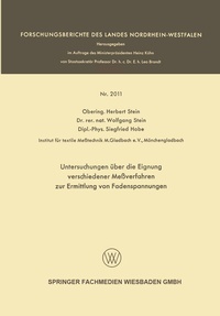 Abbildung von: Untersuchungen über die Eignung verschiedener Meßverfahren zur Ermittlung von Fadenspannungen - VS Verlag für Sozialwissenschaften