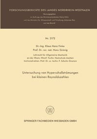 Abbildung von: Untersuchung von Hyperschallströmungen bei kleinen Reynoldszahlen - VS Verlag für Sozialwissenschaften
