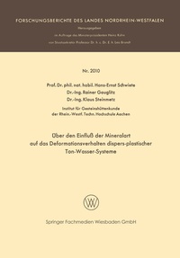 Abbildung von: Über den Einfluß der Mineralart auf das Deformationsverhalten dispers-plastischer Ton-Wasser-Systeme - VS Verlag für Sozialwissenschaften