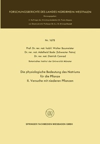 Abbildung von: Die physiologische Bedeutung des Natriums für die Pflanze - VS Verlag für Sozialwissenschaften