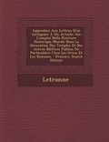 Cover: Appendice Aux Lettres D'Un Antiquare a Un Artiste - Nabu Press