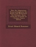 Cover: Uber Die Allgemeinen Reciprocitatsgesetze Den Resten Und Nichtresten Der Potenzen, Deren Grad Eine Primzahl Ist - Primary Source Edition - Nabu Press