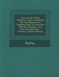 Cover: Oeuvres de Rufus D'Ephese - Nabu Press