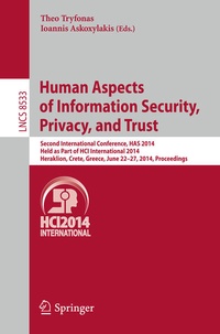 Enlarge image Cover: Human Aspects of Information Security, Privacy, and Trust - Springer