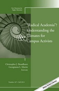 Cover: "Radical Academia"? Understanding the Climates for Campus Activists - Jossey-Bass