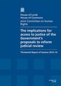 Cover: The implications for access to justice of the Government's proposals to reform judicial review - TSO