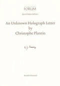 Cover: An Unknown Holograph Letter by Christophe Plantin, Recently Discovered - Brill | Hes & De Graaf