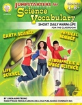 Cover: Jumpstarters for Science Vocabulary, Grades 4 - 8 - Mark Twain Media