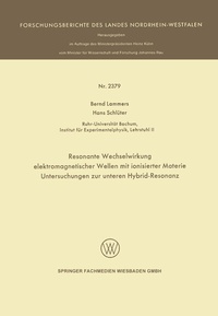 Abbildung von: Resonante Wechselwirkung elektromagnetischer Wellen mit ionisierter Materie - VS Verlag für Sozialwissenschaften