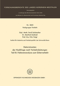 Abbildung von: Determinanten der Nachfrage nach Verkehrsleistungen - VS Verlag für Sozialwissenschaften