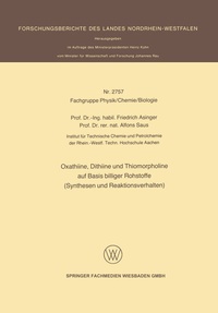 Abbildung von: Oxathiine, Dithiine und Thiomorpholine auf Basis billiger Rohstoffe (Synthesen und Reaktionsverhalten) - VS Verlag für Sozialwissenschaften