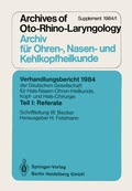 Cover: Verhandlungsbericht 1984 der Deutschen Gesellschaft f&uuml;r Hals- Nasen- Ohren-Heilkunde, Kopf- und Hals-Chirurgie - Springer