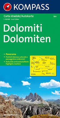 Abbildung von: Dolomiten, Dolomiti Panorama mit Autokarte - KOMPASS-Karten