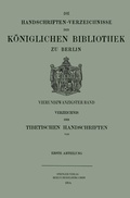 Cover: Verzeichnis der Tibetischen Handschriften der K&ouml;niglichen Bibliothek zu Berlin - Springer