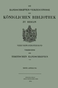 Cover: Verzeichnis der Tibetischen Handschriften der K&ouml;niglichen Bibliothek zu Berlin - Springer