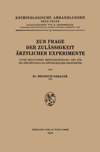 Abbildung von: Zur Frage der Zulässigkeit Ärztlicher Experimente - Springer