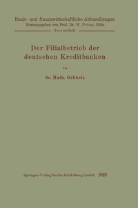 Abbildung von: Der Filialbetrieb der deutschen Kreditbanken - Springer