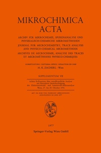 Abbildung von: Achtes Kolloquium über Metallkundliche Analyse mit Besonderer Berücksichtigung der Elektronenstrahl- und Ionenstrahl-Mikroanalyse Wien, 27. bis 29. Oktober 1976 - Springer