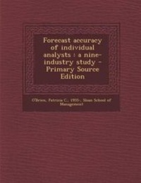 Enlarge image Cover: Forecast Accuracy of Individual Analysts - Nabu Press