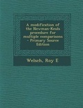 Cover: A Modification of the Newman-Keuls Procedure for Multiple Comparisons - Primary Source Edition - Nabu Press