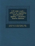 Cover: 4-H Club Work - Nabu Press