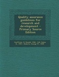 Cover: Quality Assurance Guidelines for Research and Development - Nabu Press