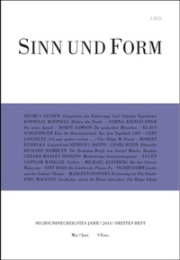 Enlarge image Cover: Sinn und Form 3/2014 - SINN und FORM