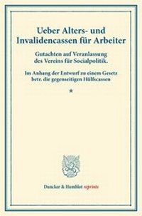 Abbildung von: Ueber Alters- und Invalidencassen für Arbeiter. - Duncker & Humblot