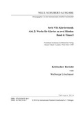 Cover: Neue Schubert-Ausgabe. Kritische Berichte / Werke f&uuml;r Klavier zu zwei H&auml;nden, T&auml;nze 1 - Internationale Schubert-Gesellschaft