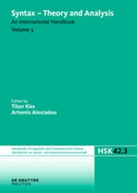 Enlarge image Cover: Syntax - Theory and Analysis / Syntax - Theory and Analysis. Volume 3 - De Gruyter Mouton