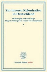 Abbildung von: Zur inneren Kolonisation in Deutschland - Duncker & Humblot
