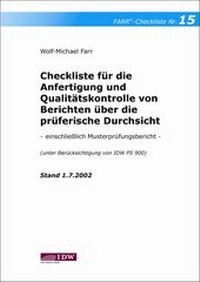 Abbildung von: Checkliste 15 für die Anfertigung und Qualitätskontrolle von Berichten über die prüferische Durchsicht - IDW
