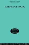 Cover: Science of Logic - Routledge